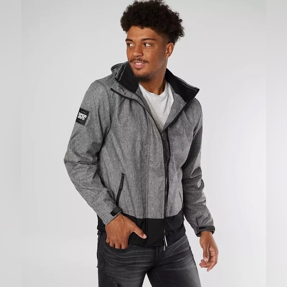 SuperDry Arctic Windcheater Hooded Jacket Gray Black X-Large - Picture 1 of 14